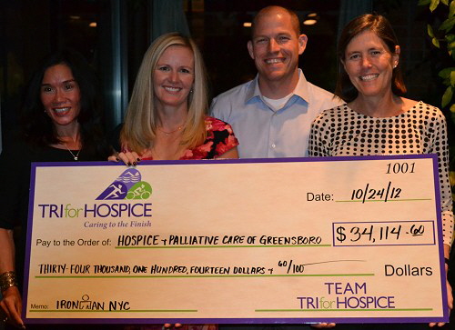 Team Tri for Hospice raised $34,114.60 for Hospice & Palliative Care of Greensboro in 2012